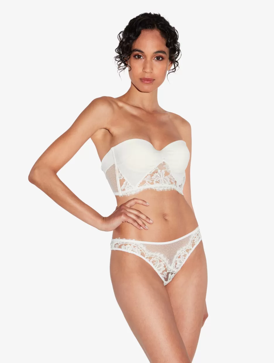 bandeau_bra_in_off_white_with_cotton_leavers_lace_9696.webp Bandeau | Padded-La Perla Bandeau Bra In Off With Cotton Leavers Lace White
