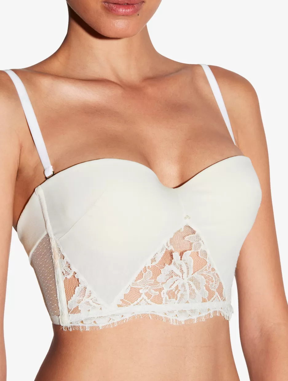 bandeau_bra_in_off_white_with_cotton_leavers_lace_9698.webp Bandeau | Padded-La Perla Bandeau Bra In Off With Cotton Leavers Lace White