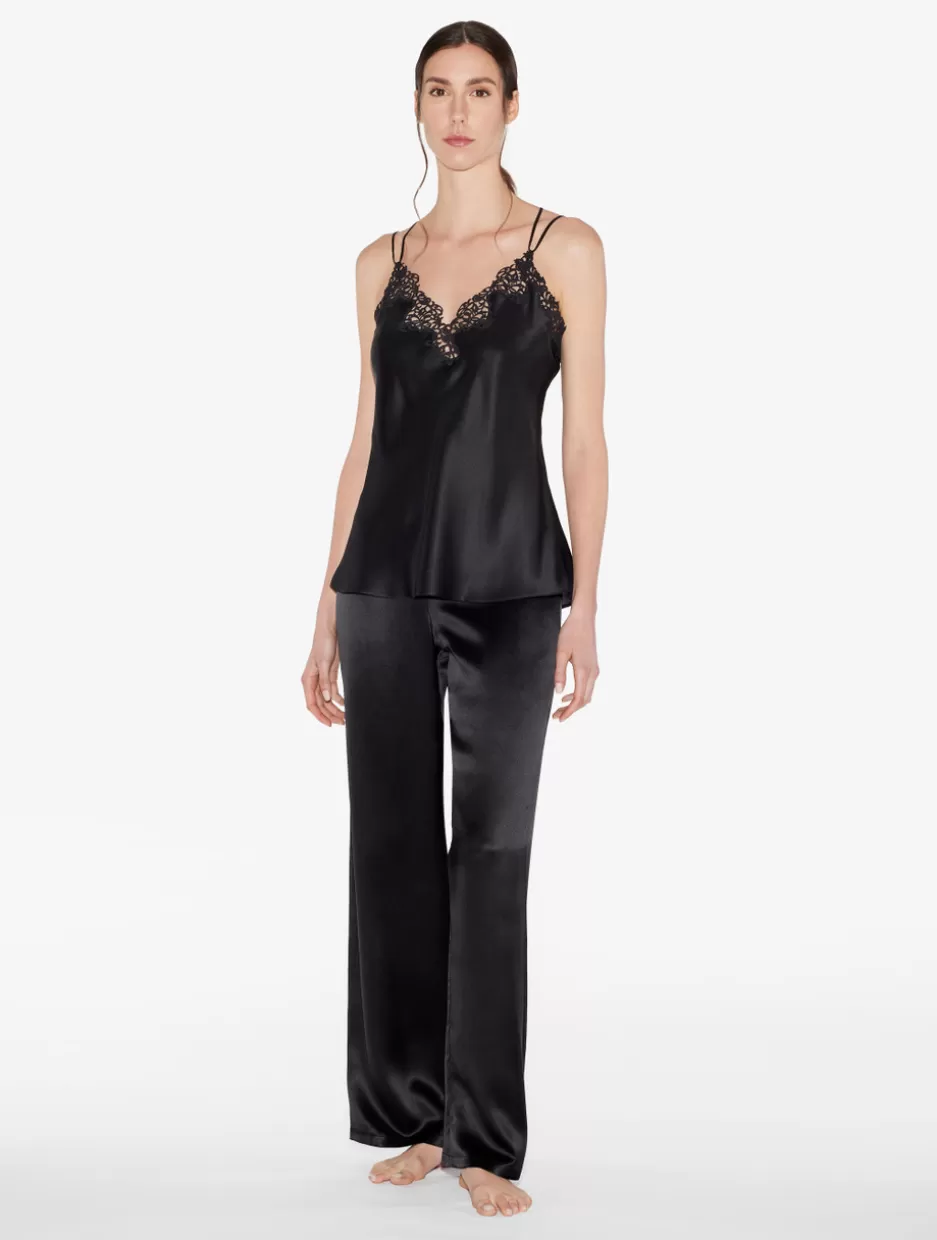 Camisoles | Pajamas-La Perla Camisole In Silk With Macramé Frastaglio Black