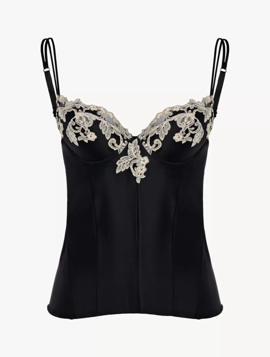 Bodysuits & Bustiers | Shapewear-La Perla Corset In Silk Satin With Frastaglio Black