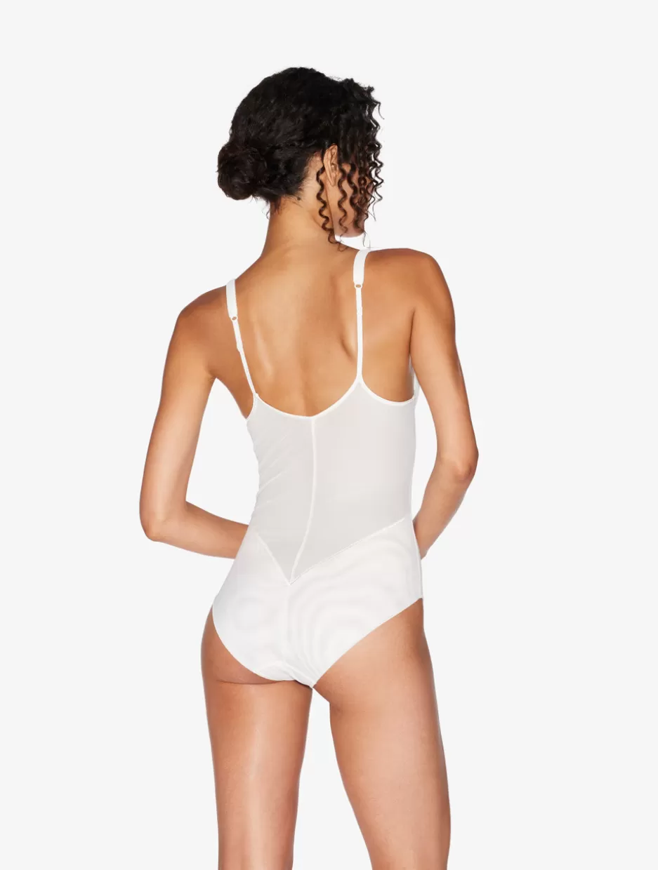 bodysuit_in_offwhite_stretch_tulle_10665.webp Bodysuits & Bustiers | Shapewear-La Perla Bodysuit In Stretch Tulle Off-White