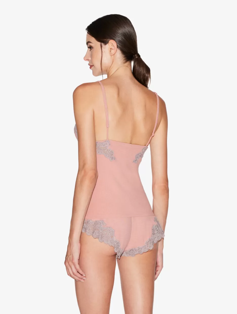 Camisoles | Pajamas-La Perla Cashmere Blend Ribbed Camisole In Blush Clay With Frastaglio Pink