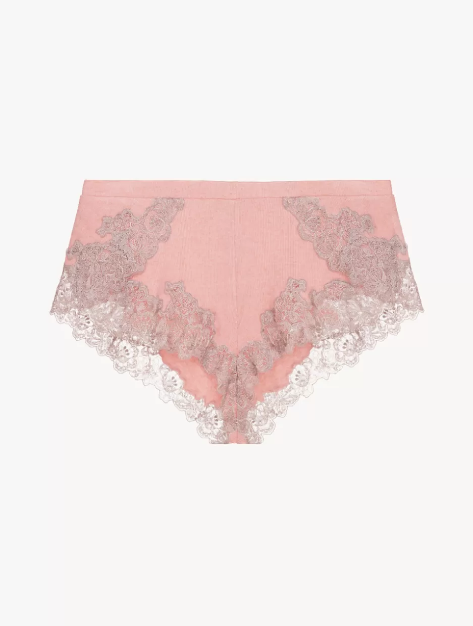 Pajamas | Loungewear-La Perla Cashmere Blend Ribbed Sleep Shorts In Blush Clay With Frastaglio Pink