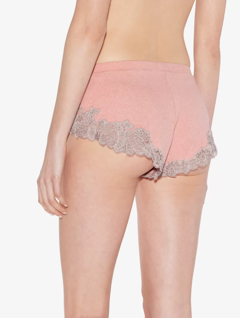 Pajamas | Loungewear-La Perla Cashmere Blend Ribbed Sleep Shorts In Blush Clay With Frastaglio Pink
