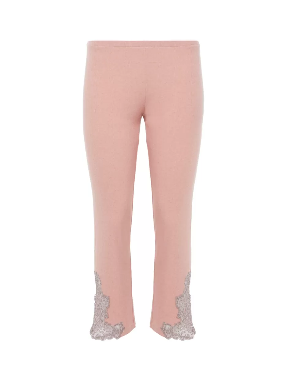 Pajamas | Loungewear-La Perla Cashmere Blend Ribbed Trousers In Blush Clay With Frastaglio Pink