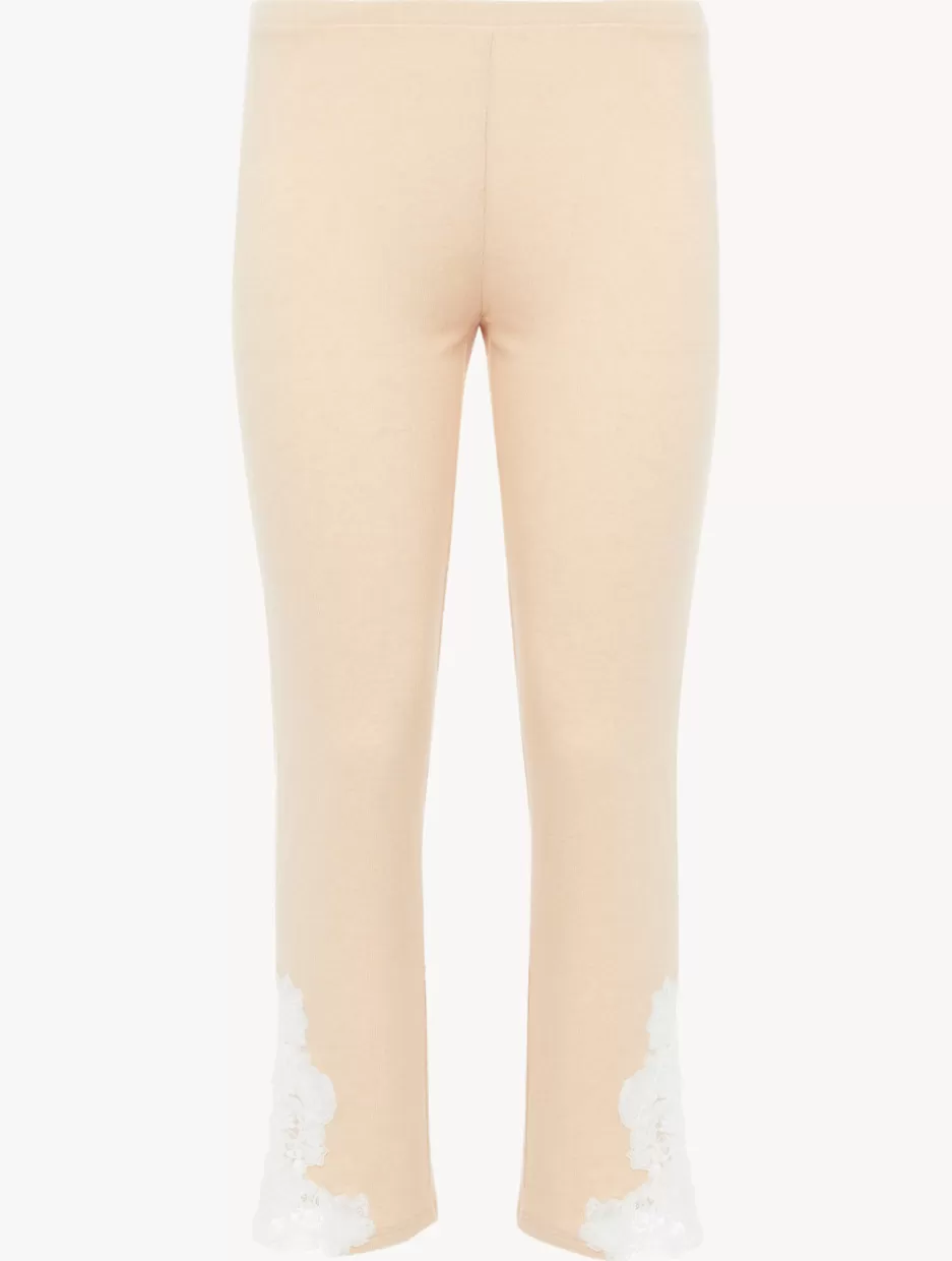 Pajamas | Loungewear-La Perla Cashmere Blend Ribbed Trousers In Halo With Frastaglio Yellow