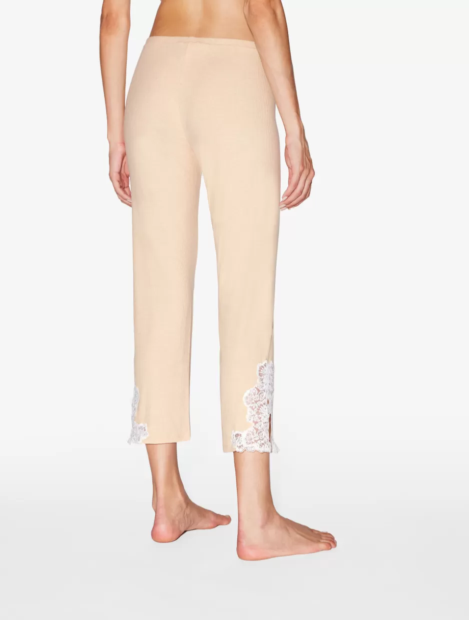 Pajamas | Loungewear-La Perla Cashmere Blend Ribbed Trousers In Halo With Frastaglio Yellow