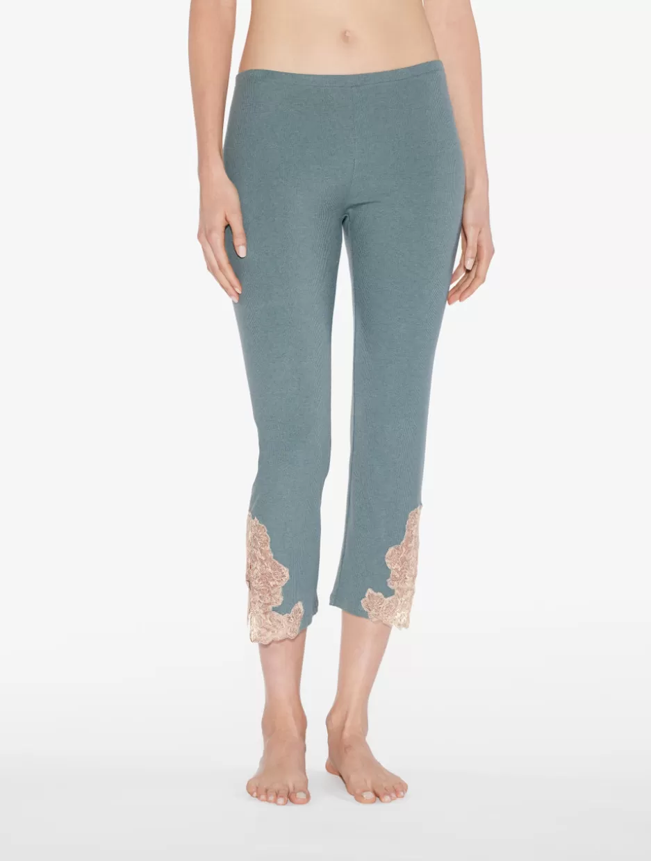 Pajamas | Loungewear-La Perla Cashmere Blend Ribbed Trousers In Sleepy Dream With Frastaglio Blue