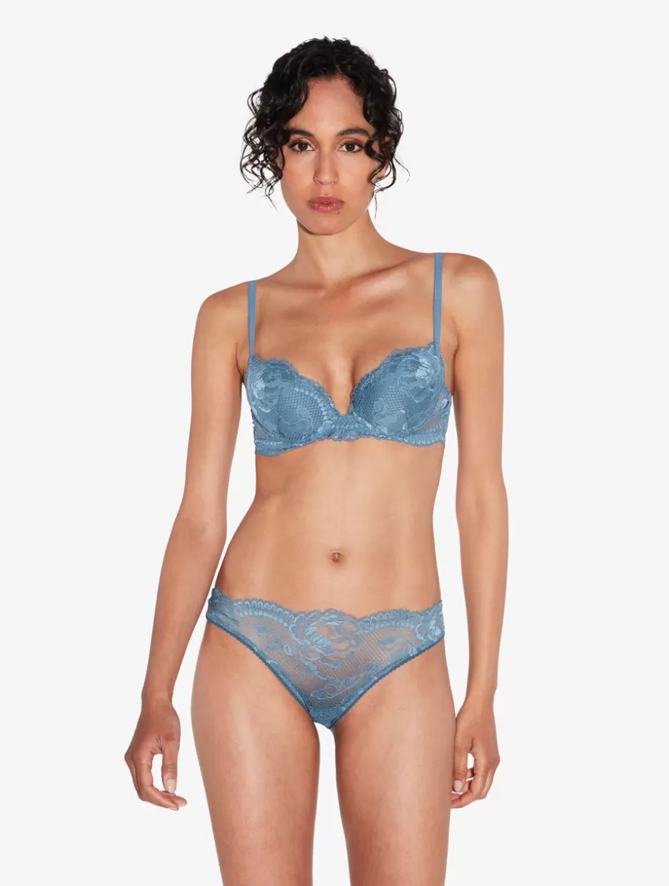 Padded | Push-Up-La Perla Dark Lace Push-up Bra Blue
