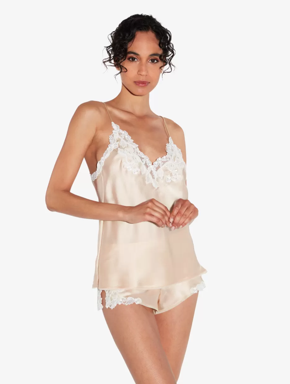 Pajamas | Sleep Shorts & Trousers-La Perla Halo Silk Sleep Shorts With Frastaglio Beige