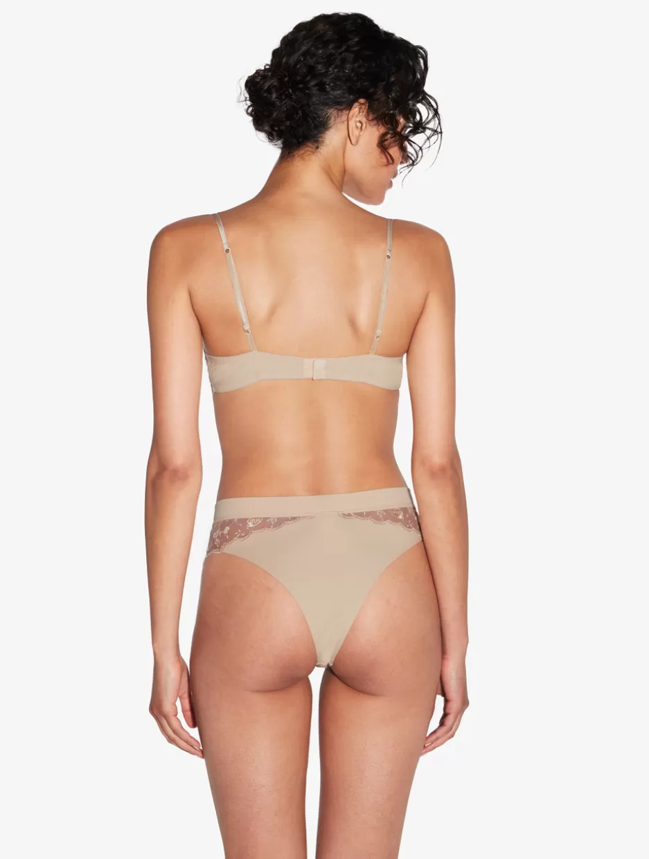 High-waist-La Perla High Waisted Briefs In Halo And Ivory Nude With Embroidered Tulle Beige
