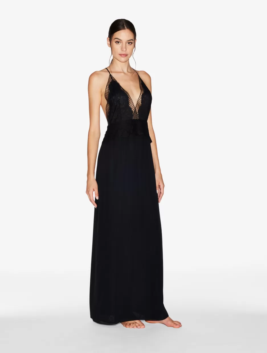 long_silk_nightgown_with_leavers_lace_11387.webp Slips & Dresses | Silk Sleepwear-La Perla Long Silk Nightgown With Leavers Lace Black