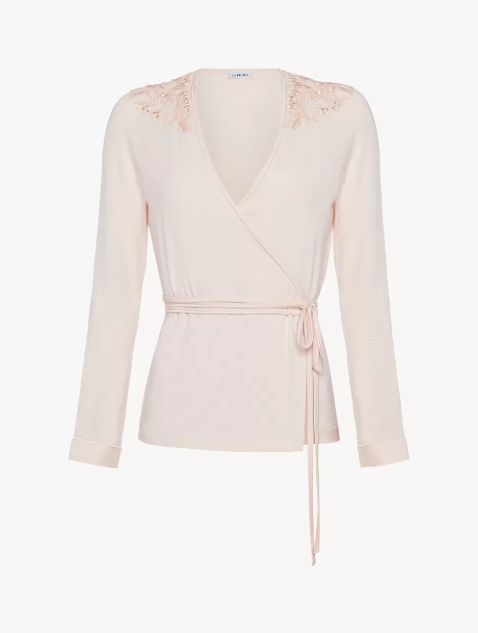 Camisoles | Pajamas-La Perla Long-sleeved Wrap Top In Pink