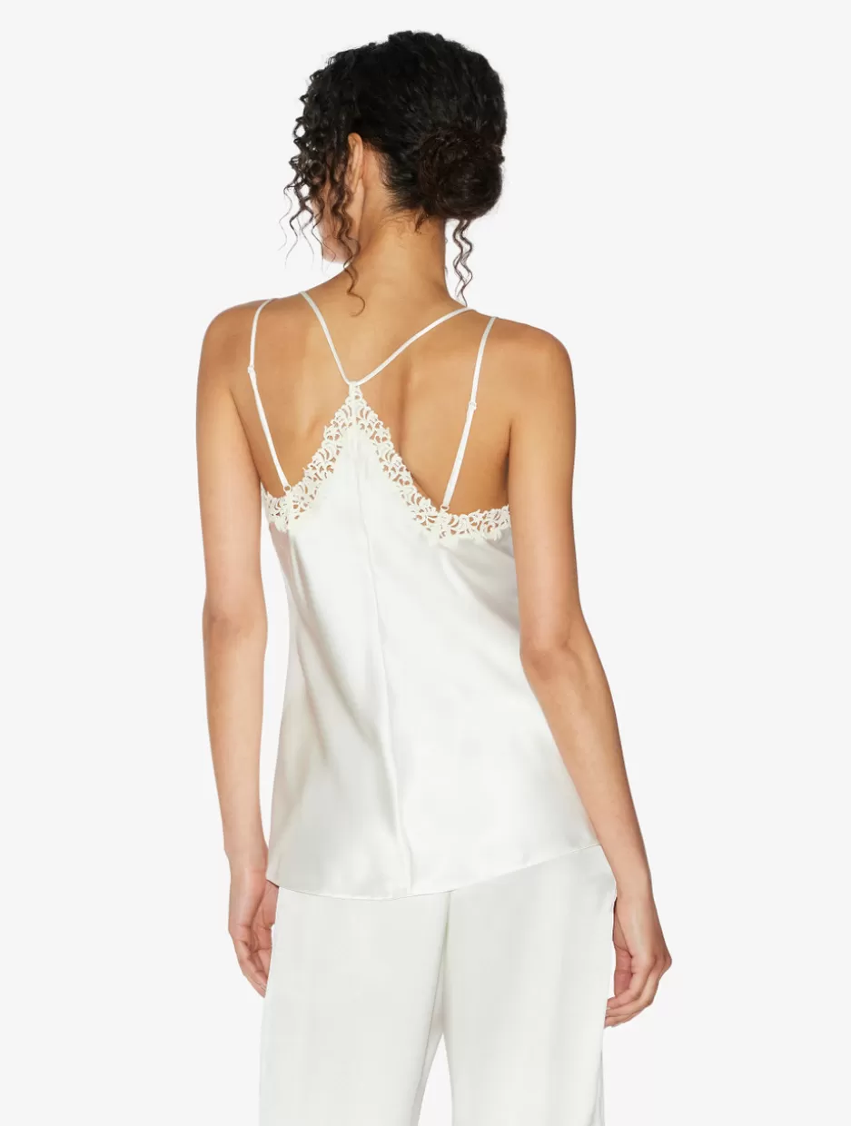 Camisoles | Pajamas-La Perla Off-white Camisole In Silk With Macramé Frastaglio OffWhite