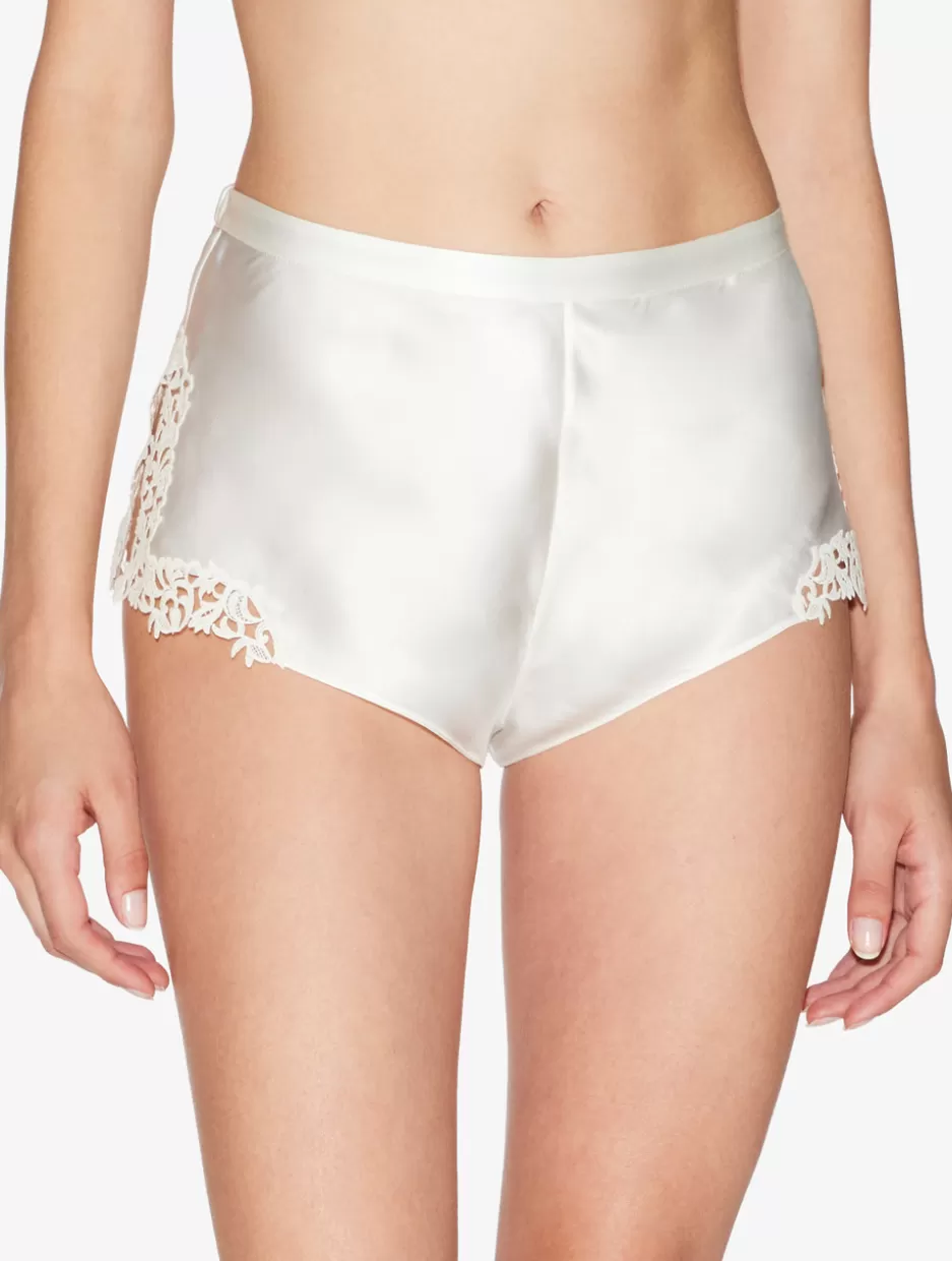 Pajamas | Sleep Shorts & Trousers-La Perla Off-white Silk Sleep Shorts With Macramé Frastaglio OffWhite