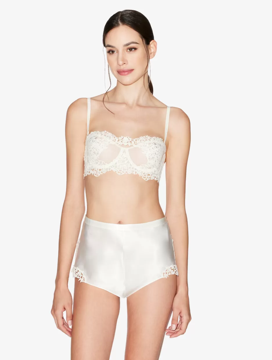 Pajamas | Sleep Shorts & Trousers-La Perla Off-white Silk Sleep Shorts With Macramé Frastaglio OffWhite