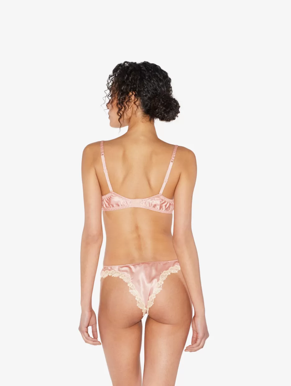 Brazilian-La Perla Silk Brazilian Briefs With Ivory Frastaglio Pink