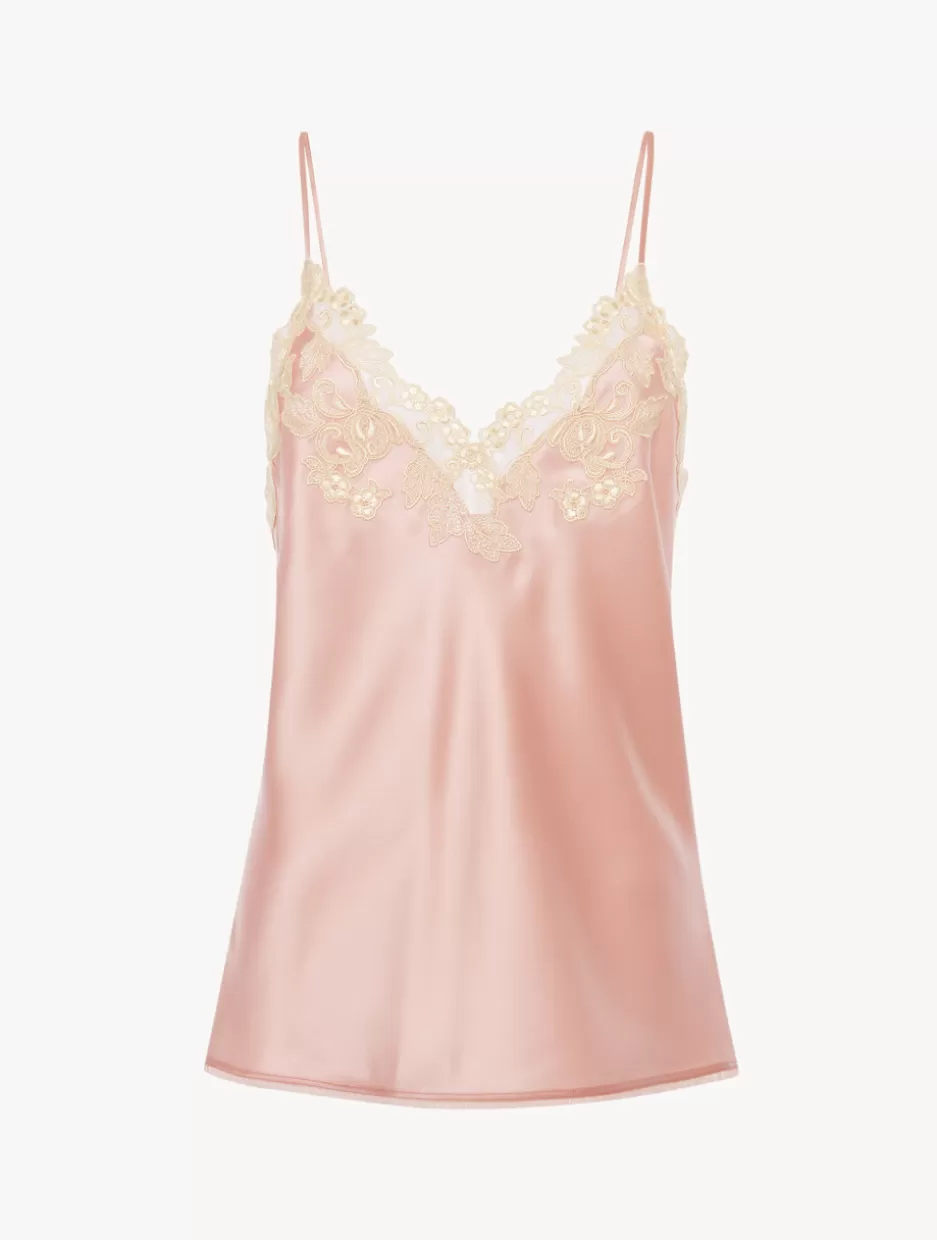 Camisoles | Pajamas-La Perla Silk Camisole With Frastaglio Pink