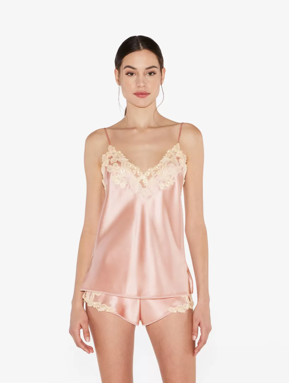 Camisoles | Pajamas-La Perla Silk Camisole With Frastaglio Pink