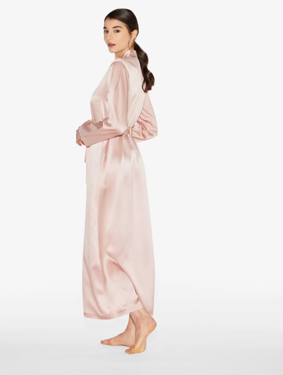 powder_pink_silk_long_robe_11488.webp Robes | Silk Sleepwear-La Perla Powder Silk Long Robe Pink