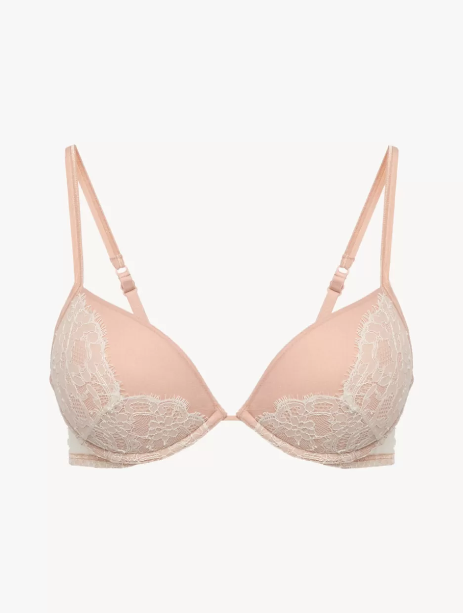 Padded | Push-Up-La Perla Push-Up Bra In Linen And Nude Rose With Leavers Lace Beige