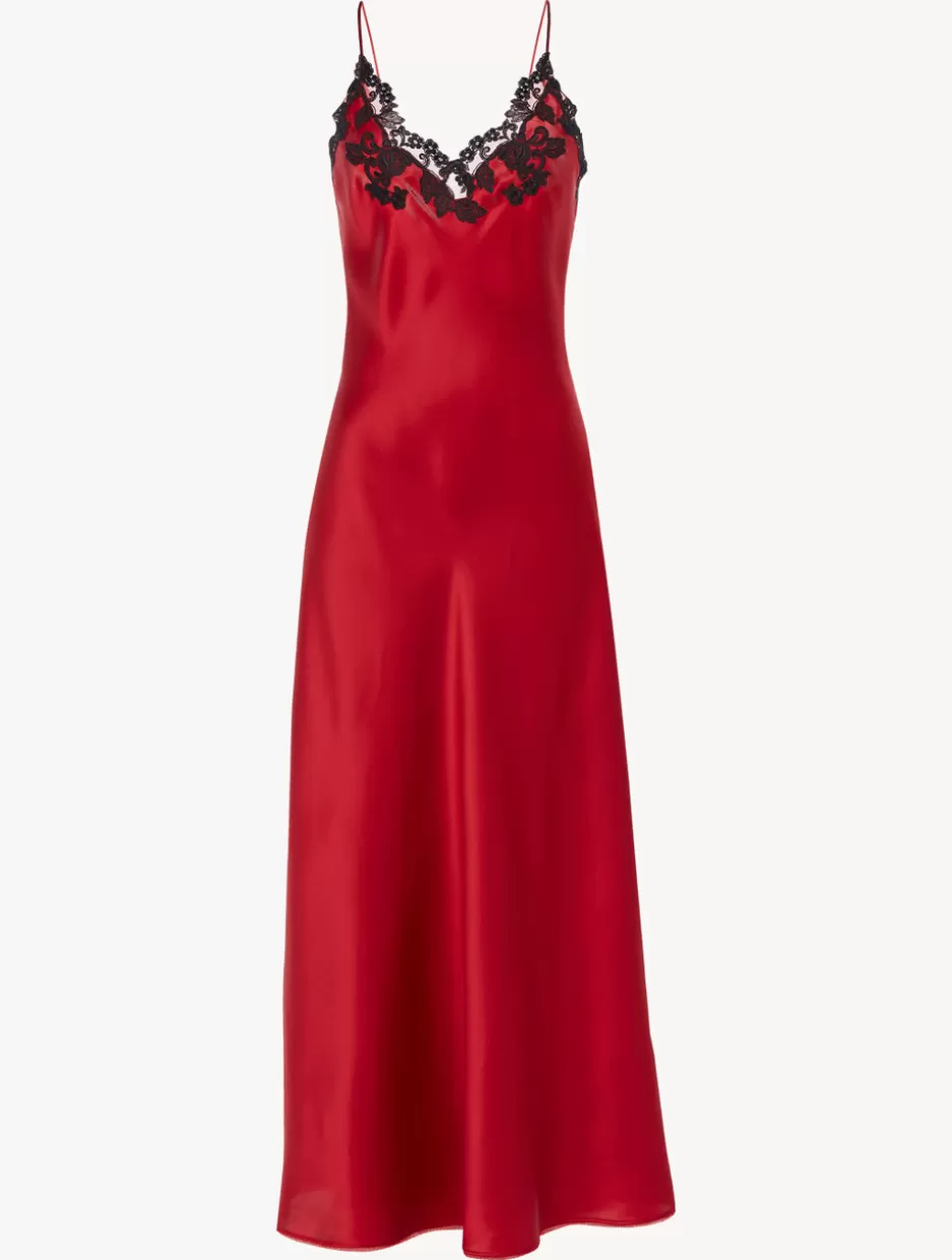 Slips & Dresses | Silk Sleepwear-La Perla Long Nightgown With Frastaglio Red