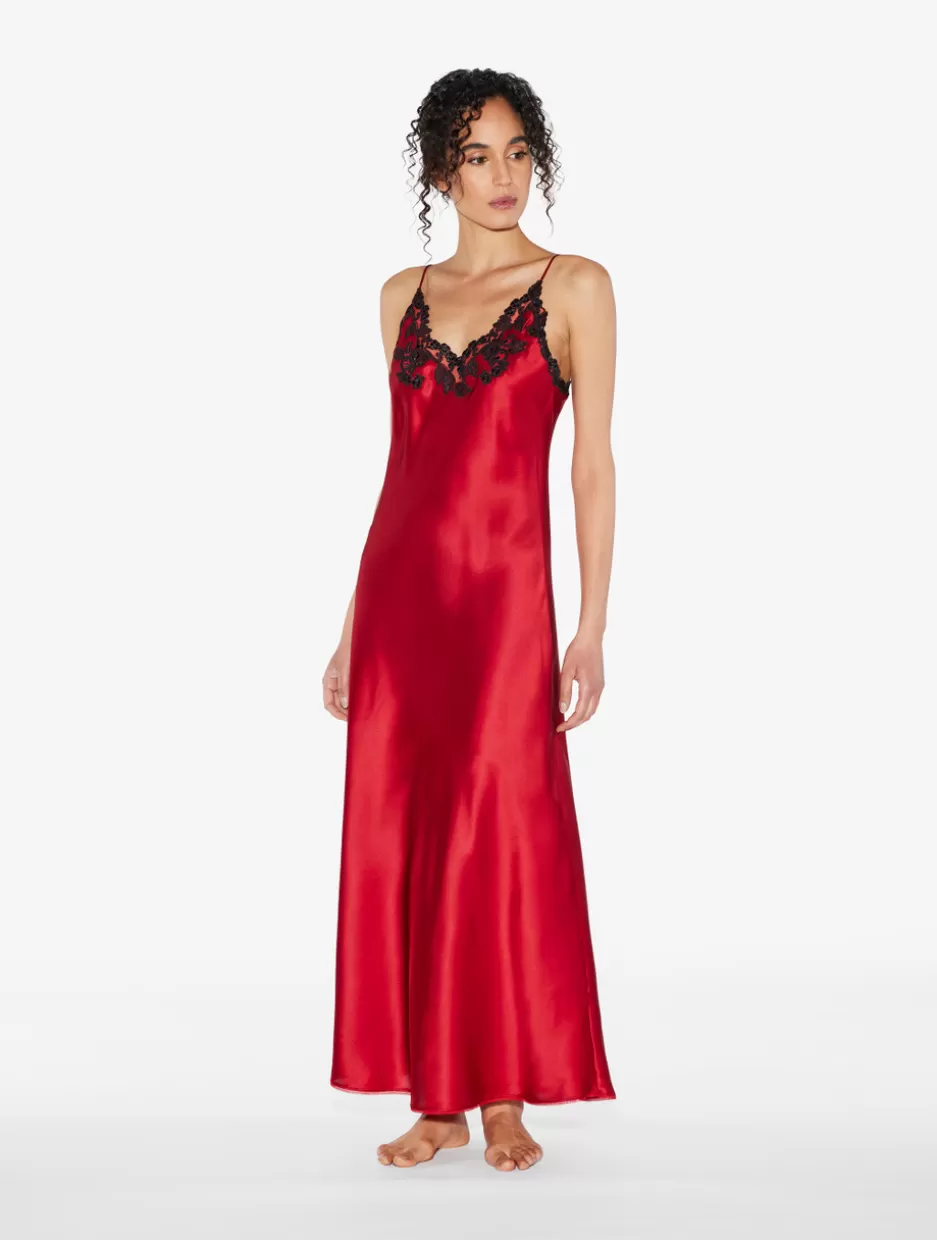 Slips & Dresses | Silk Sleepwear-La Perla Long Nightgown With Frastaglio Red