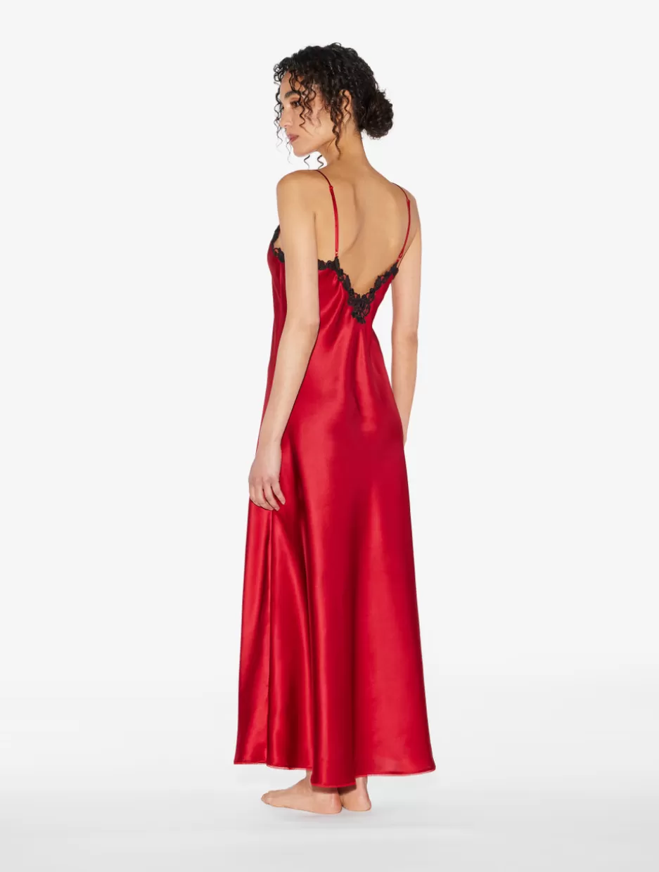 Slips & Dresses | Silk Sleepwear-La Perla Long Nightgown With Frastaglio Red