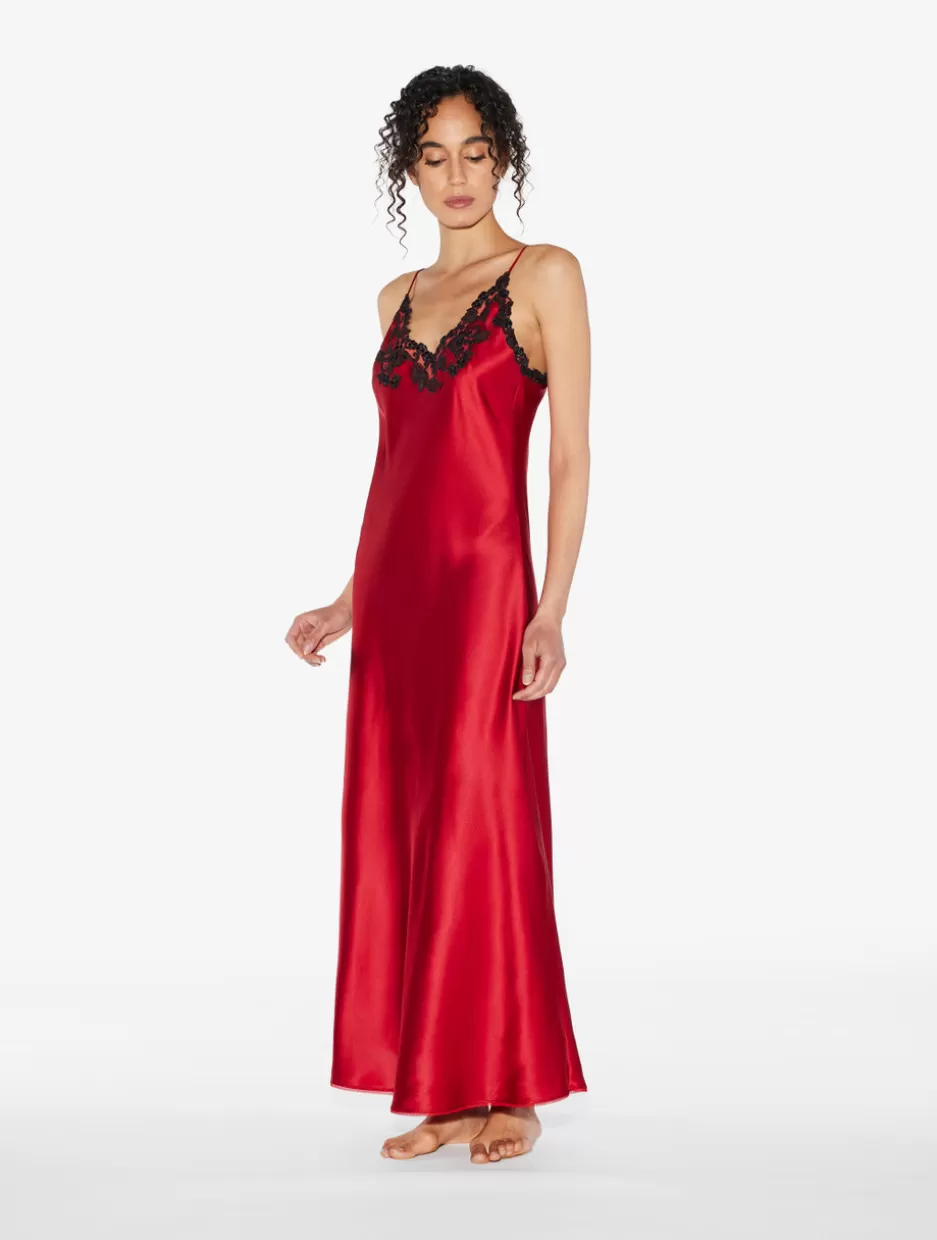 Slips & Dresses | Silk Sleepwear-La Perla Long Nightgown With Frastaglio Red
