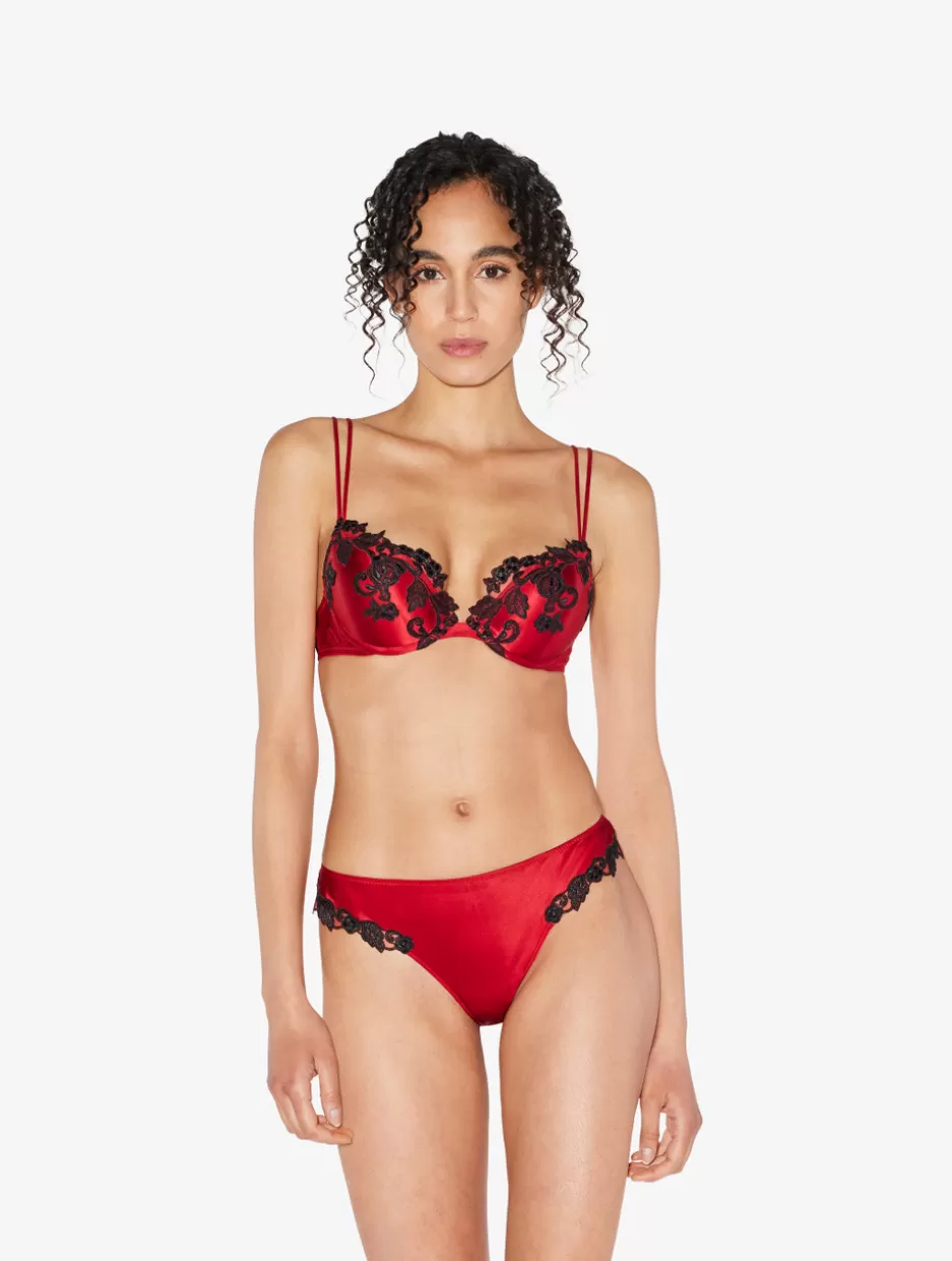 Padded | Push-Up-La Perla Silk Push-up Bra With Frastaglio Red
