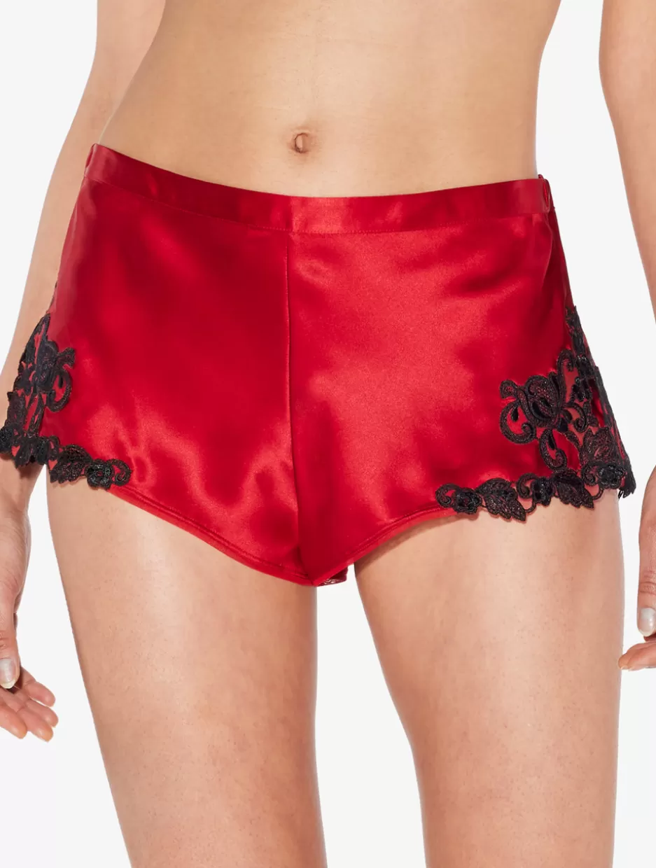 Pajamas | Sleep Shorts & Trousers-La Perla Silk Satin Sleep Shorts With Frastaglio Red