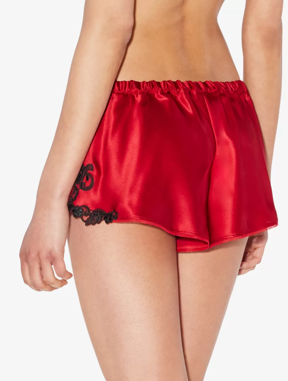 Pajamas | Sleep Shorts & Trousers-La Perla Silk Satin Sleep Shorts With Frastaglio Red