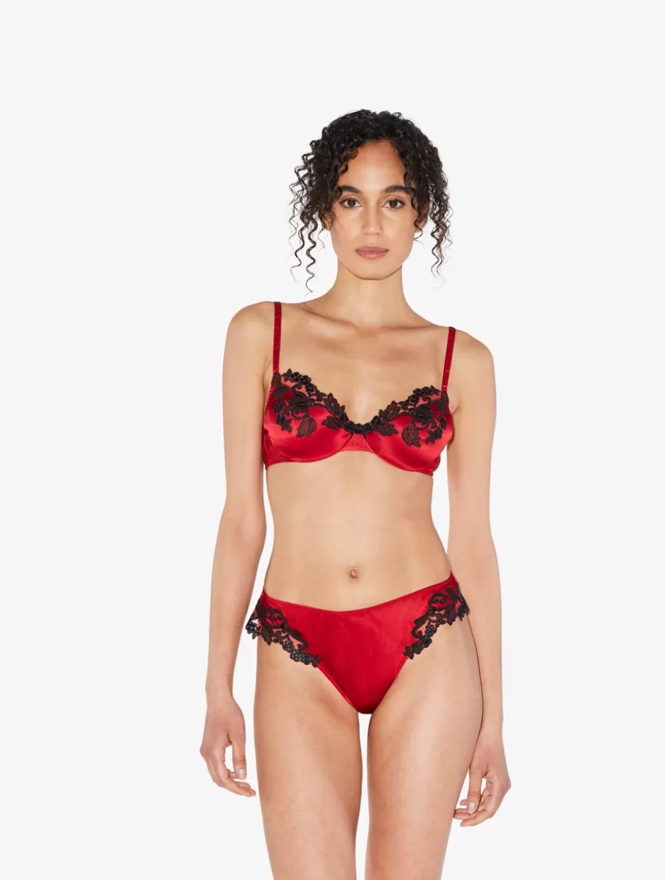 G string & Thong-La Perla Silk Thong With Frastaglio Red