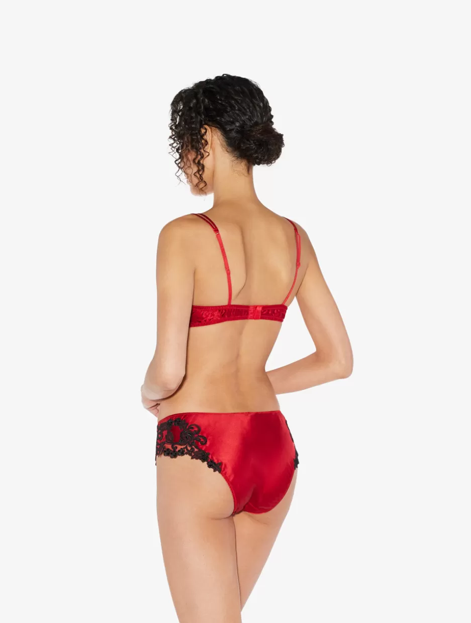Triangle | Wireless-La Perla Silk Triangle Bra With Black Frastaglio Red