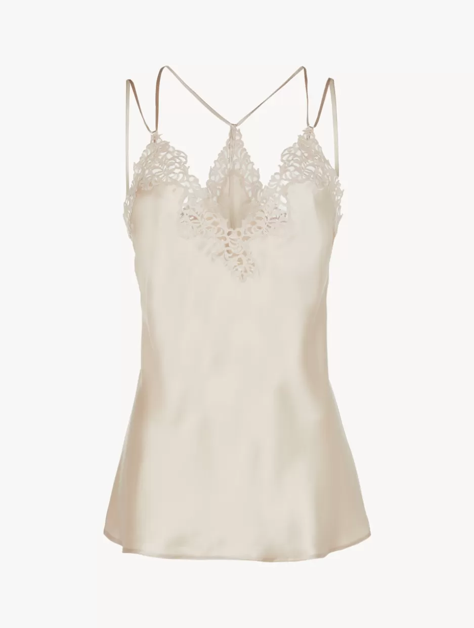 Camisoles | Pajamas-La Perla Rose Beige Camisole In Silk With Macramé Frastaglio RoseBeige