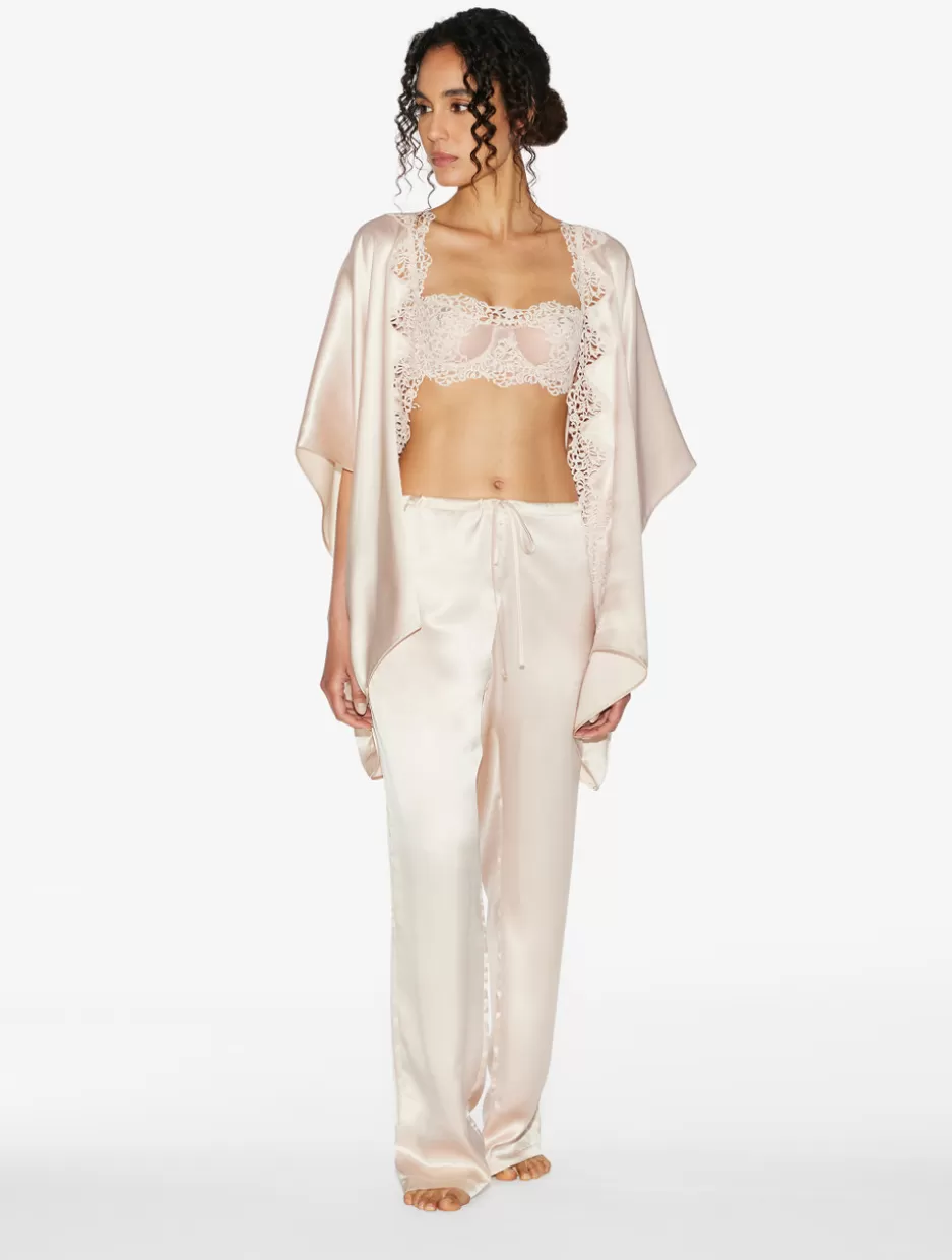 rose_beige_short_silk_robe_11537.webp Robes | Silk Sleepwear-La Perla Rose Beige Short Silk Robe RoseBeige