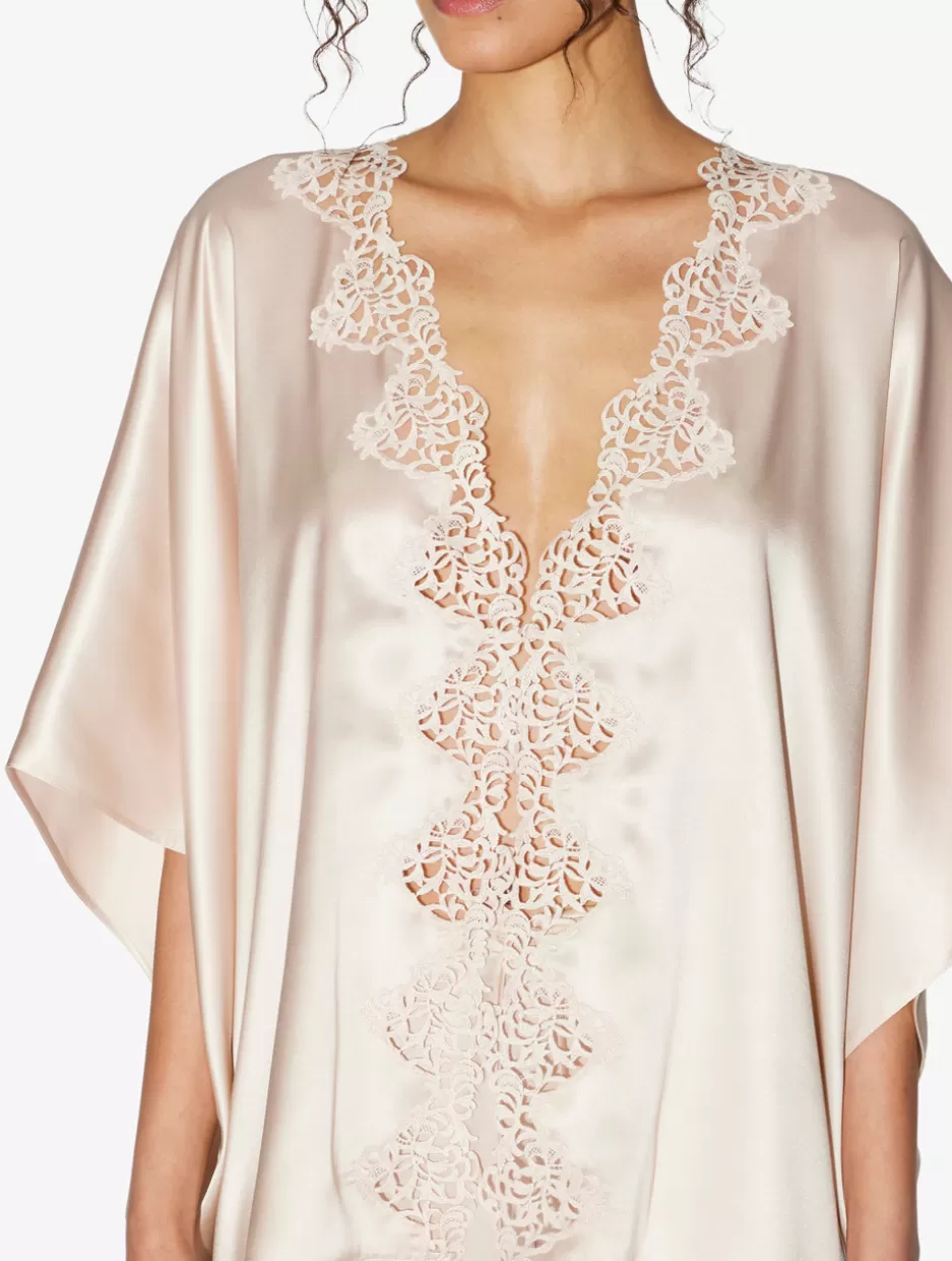rose_beige_short_silk_robe_11538.webp Robes | Silk Sleepwear-La Perla Rose Beige Short Silk Robe RoseBeige
