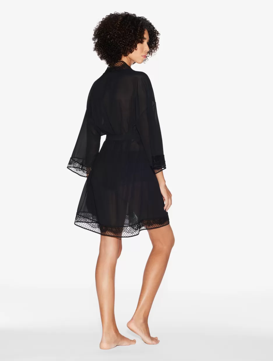 short_silk_robe_with_leavers_lace_11545.webp Robes | Silk Sleepwear-La Perla Short Silk Robe With Leavers Lace Black