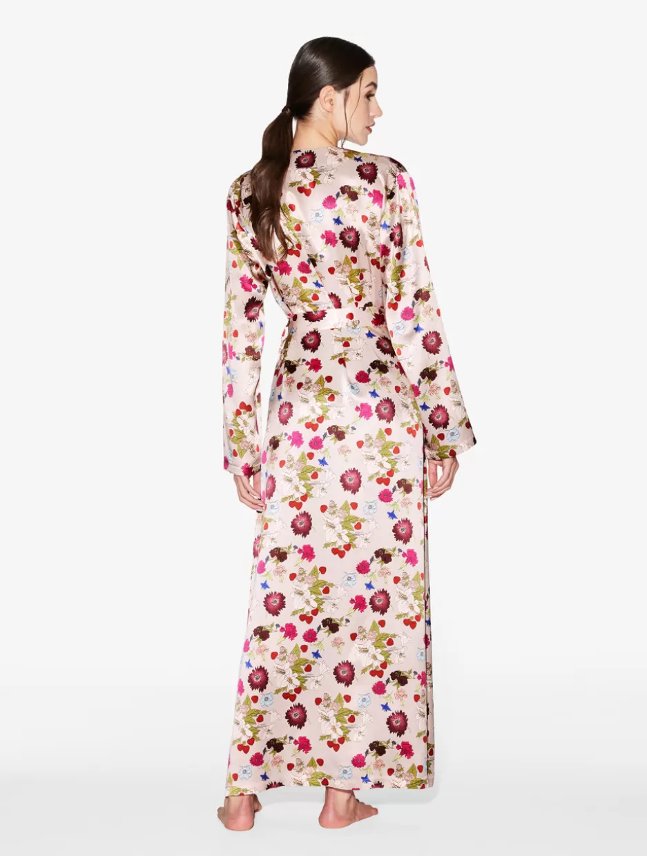 silk_floral_print_long_robe_11583.webp Robes | Silk Sleepwear-La Perla Silk Floral Print Long Robe PinkFloral