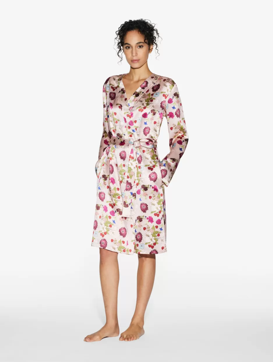 silk_floral_print_short_robe_11595.webp Robes | Silk Sleepwear-La Perla Silk Floral Print Short Robe PinkFloral