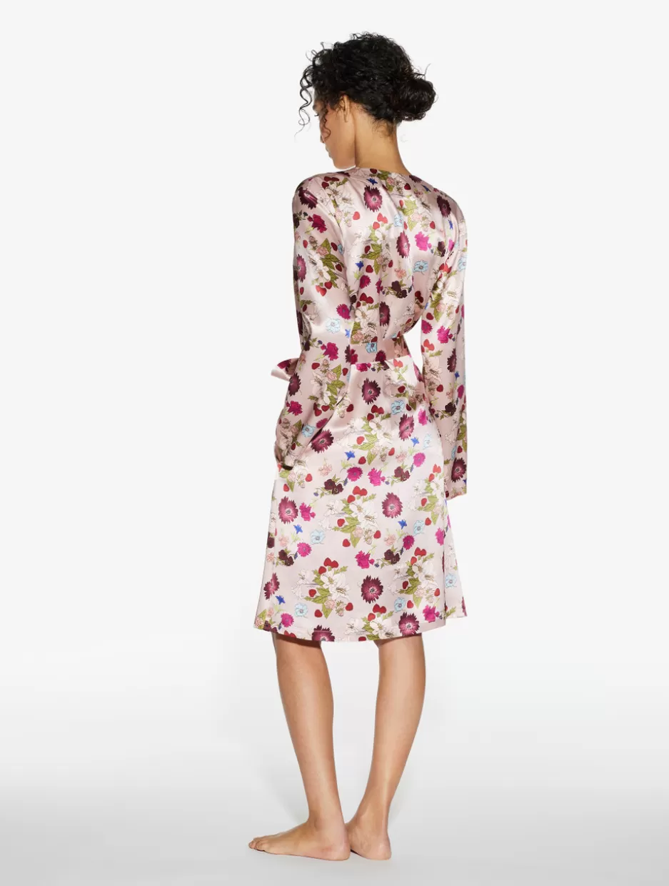 silk_floral_print_short_robe_11596.webp Robes | Silk Sleepwear-La Perla Silk Floral Print Short Robe PinkFloral