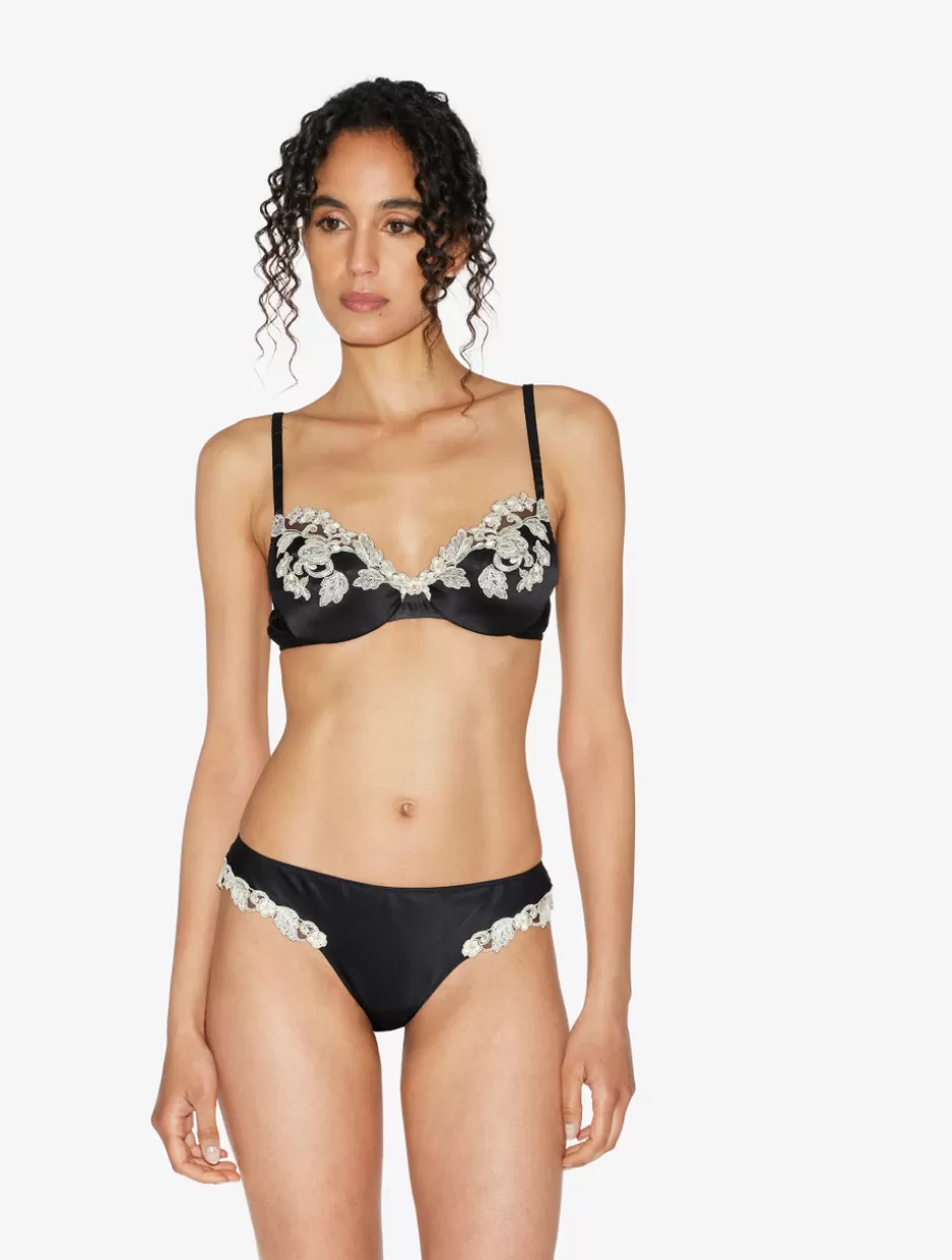 Underwired-La Perla Silk Underwired Bra In With Ivory Frastaglio Black