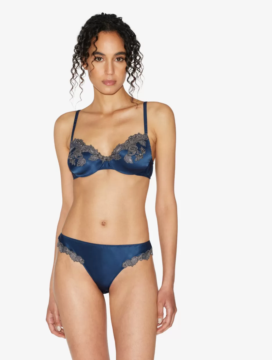 Underwired-La Perla Silk Underwired Bra In With Frastaglio Blue