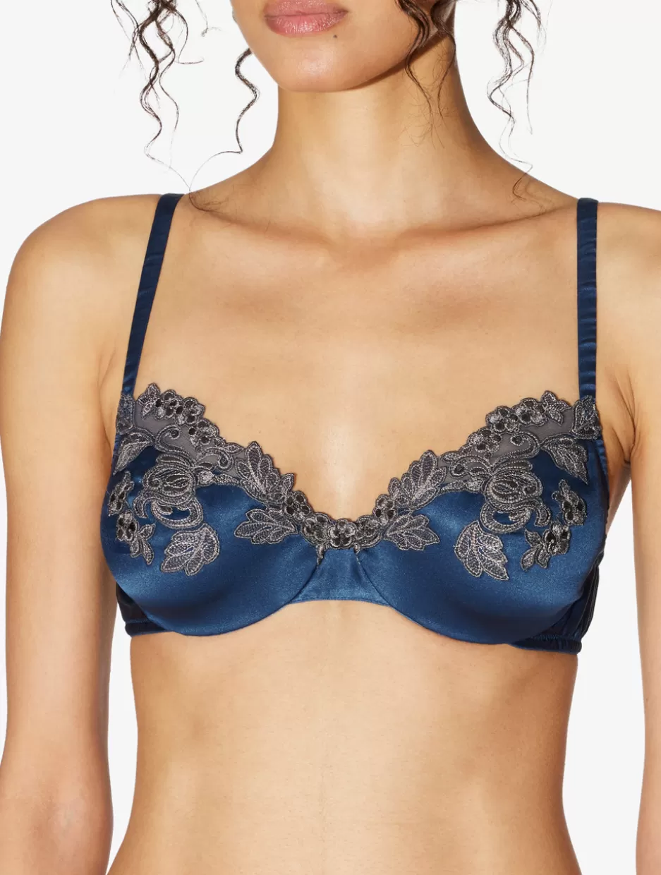 Underwired-La Perla Silk Underwired Bra In With Frastaglio Blue