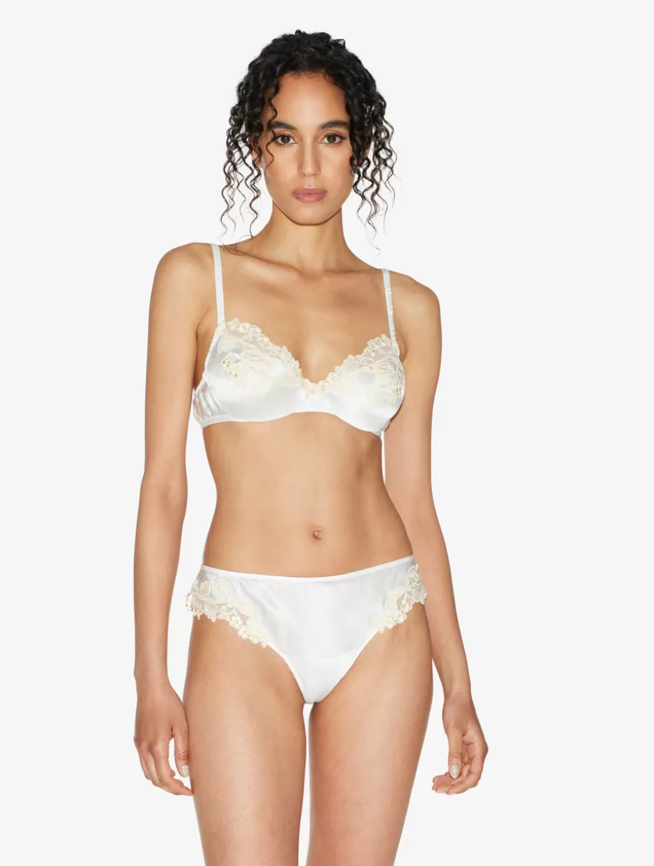Underwired-La Perla Silk Underwired Bra In With Ivory Frastaglio White