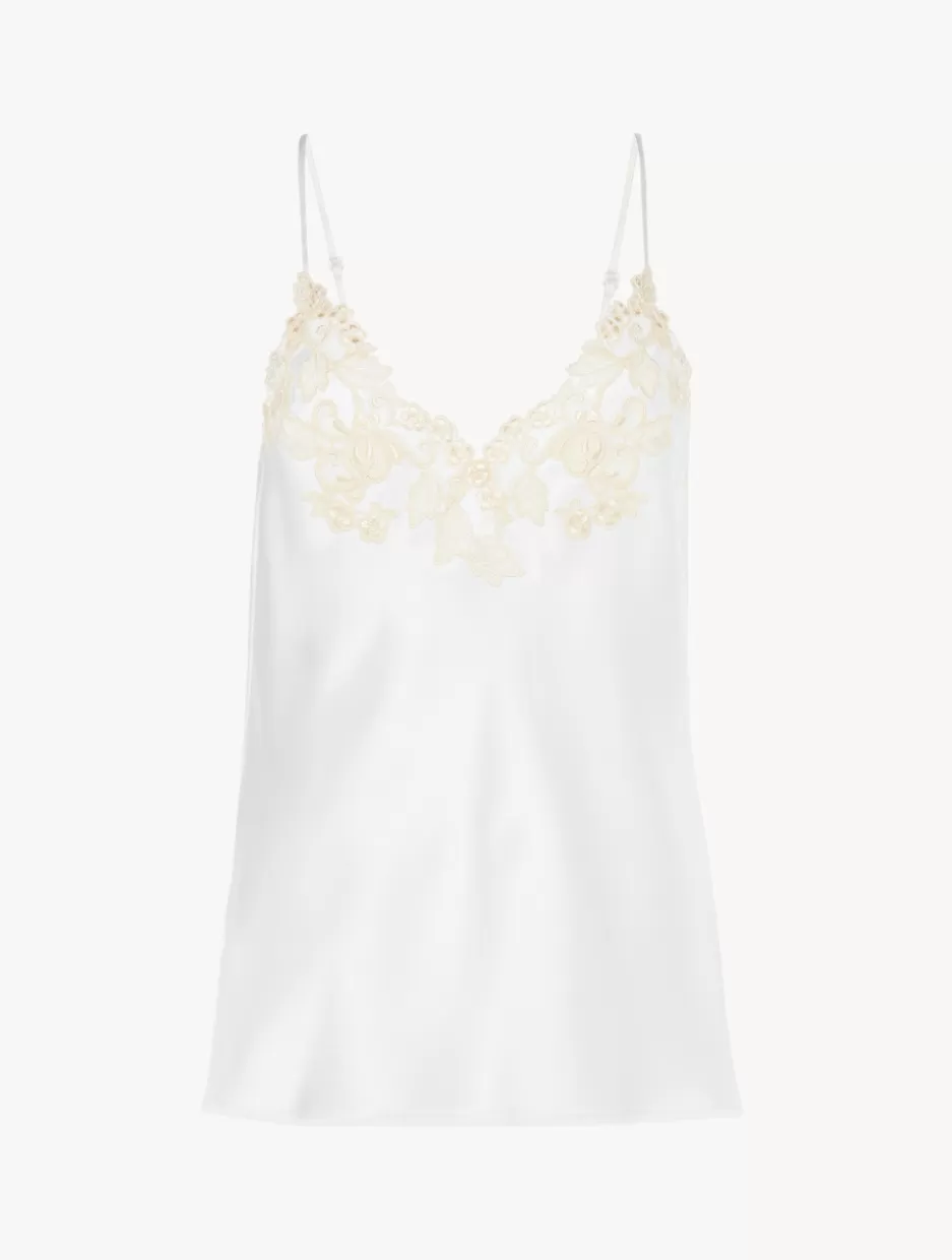 Camisoles | Pajamas-La Perla Silk Camisole With Frastaglio White