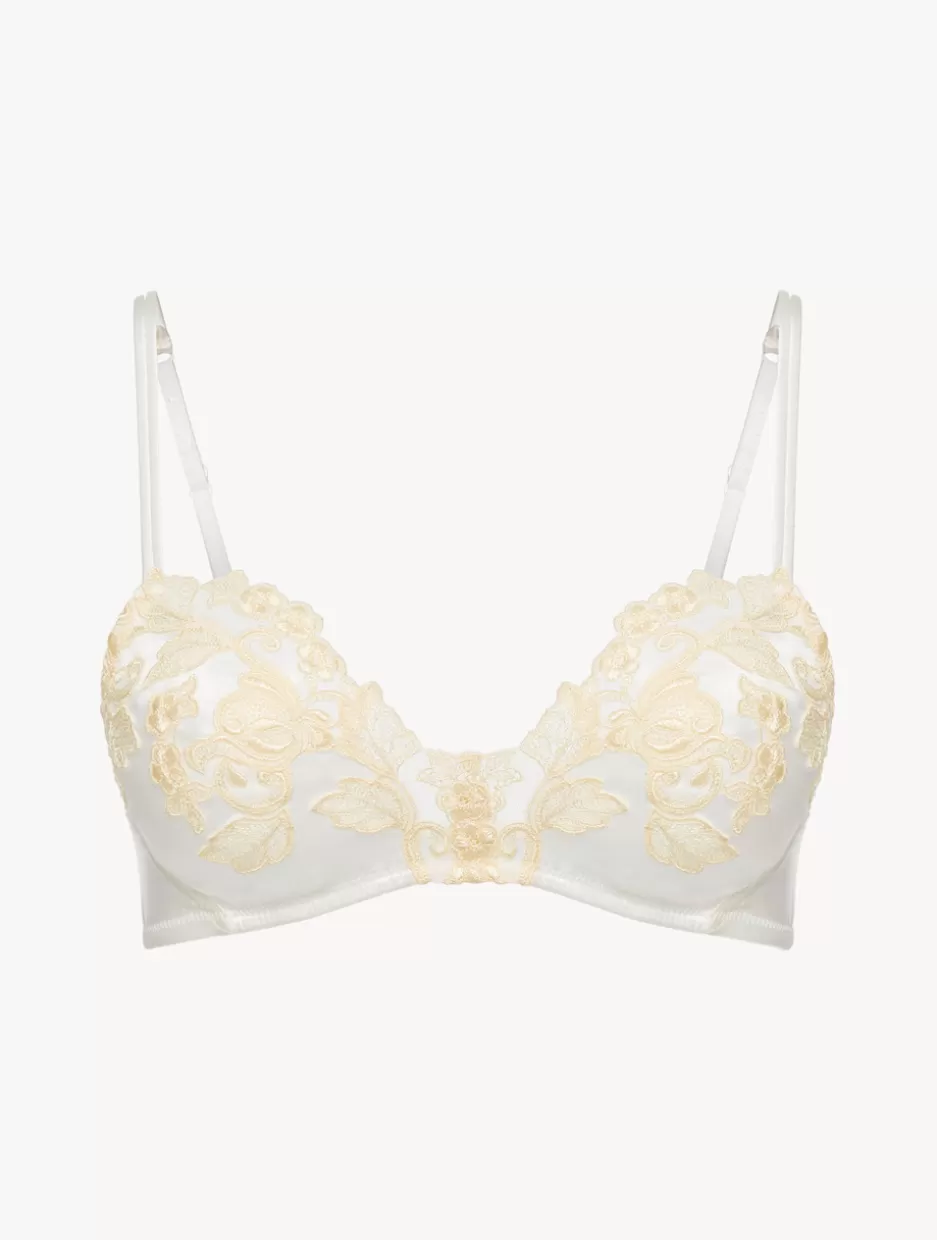 Triangle | Wireless-La Perla Silk Triangle Bra With Ivory Frastaglio White